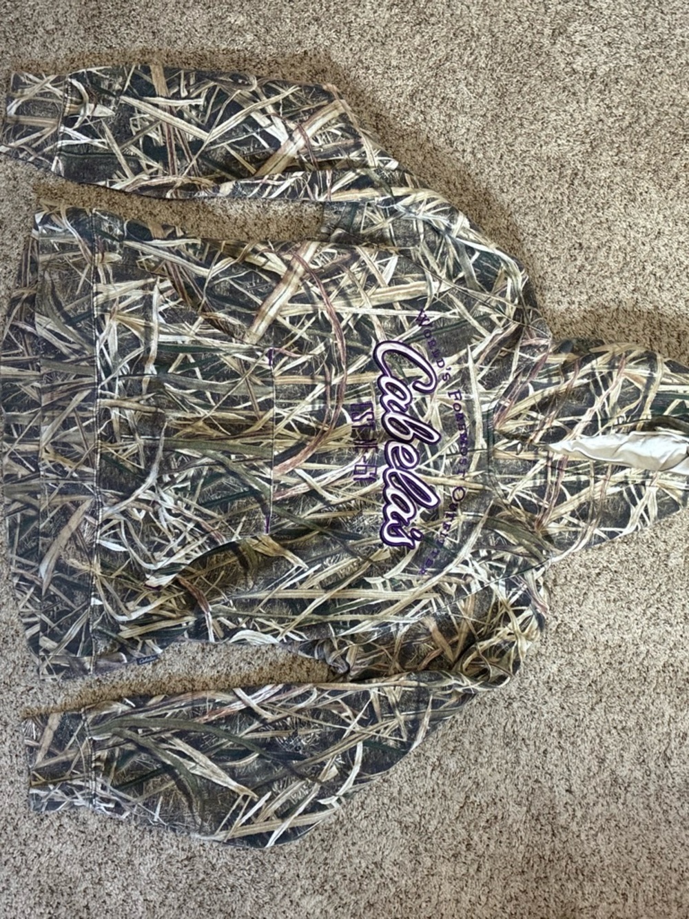 Cabela's White Hoodie with Purple Deer Print